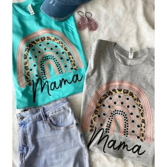 CLEARANCE Gray Mama Leopard Rainbow Oversized Graphic Tee - Picture 2 of 2